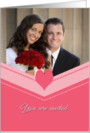 Wedding Invitation Photo Card with heart in watermelon color card