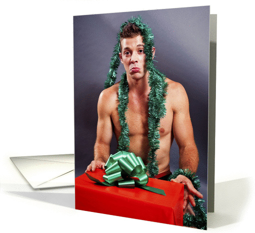 Pouting Man with Present card (529809)