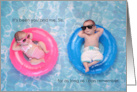 Twin Sister Birthday from Twin Brother Cute Pool Kids card