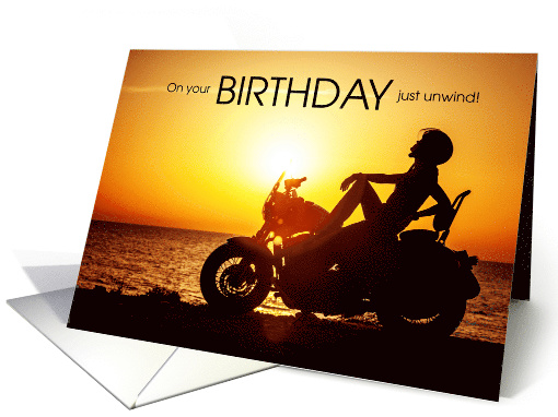 Motorcycle Themed Birthday a Sunset Ride card (1508040)