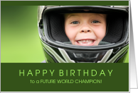 for Boys Motocross Themed Birthday in Green card