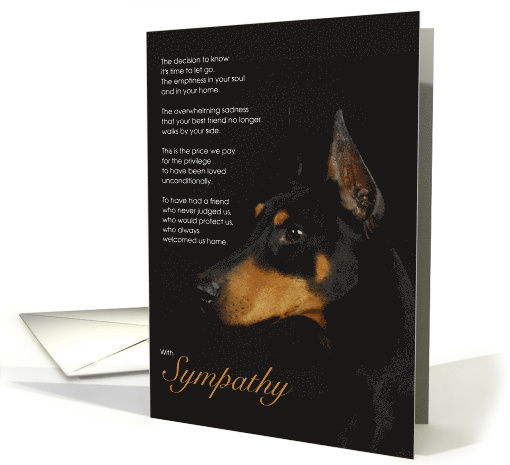 Doberman Pinscher Dog Pet Sympathy Euthanasia card (1512578)