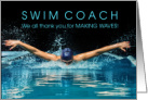 Swim Coach Thank You for Making Waves card