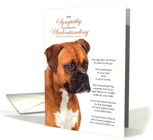 American Boxer Dog Card Pet Loss Dog Sympathy Card