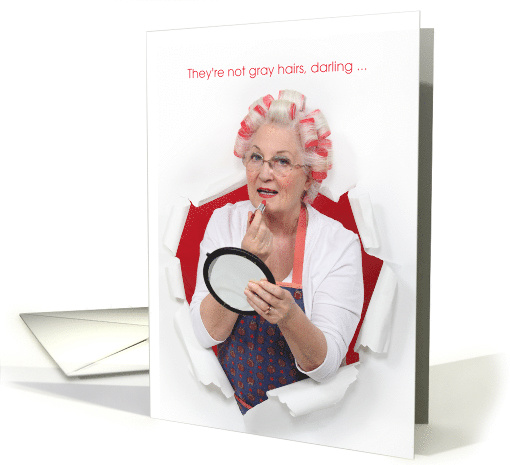 for Her Funny Birthday with Senior Woman in Curlers card (1527106)