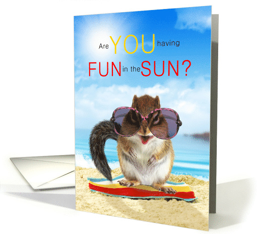 Summer Camp Funny Squirrel on the Beach card (1527108)