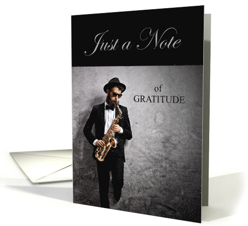 Music Themed Thank You with Saxophone Player card (1527804)