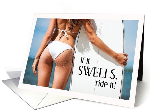 Funny Surfer Birthday with a Sexy Woman card (1527896)