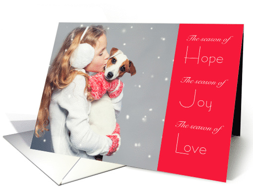 Holiday Hope Joy and Love Jack Russell Dog and Little Girl card
