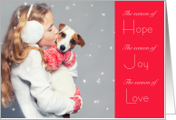 Holiday Hope Joy and Love Jack Russell Dog and Little Girl card
