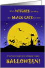 Halloween Black Cats in a Roof Purple and Yellow card