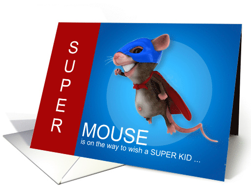 Kid's Birthday Super Mouse Cartoon Hero Theme card (1530872)
