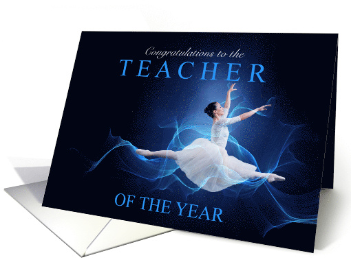 Teacher of the Year Dance Theme Ballerina on Blue and Black card