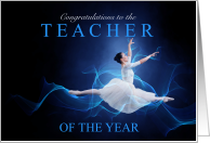 Teacher of the Year Dance Theme Ballerina on Blue and Black card