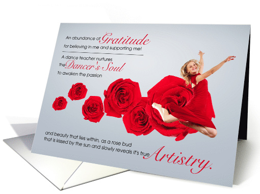 Dance Teacher Thank You Dancer with Red Roses card (1531728)