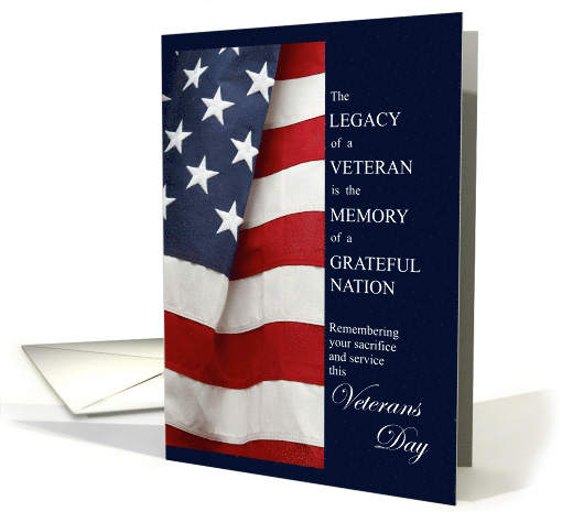 Veterans Day Gratitude American Flag Sentimental card (1532434)