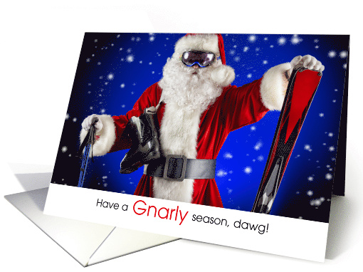 for Skier Holiday Season Funny Santa with Skis card (1533422)