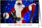 for Skier Holiday Season Funny Santa with Skis card