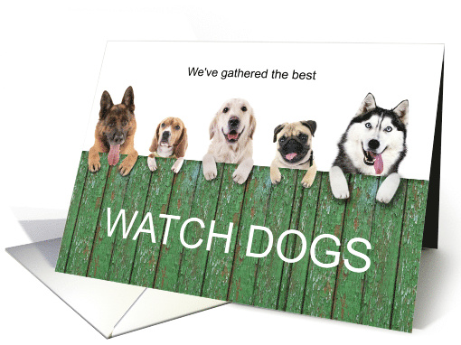 Funny Birthday Dogs Over the Fence for Pet Lover card (1539094)