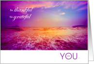 Religious Themed Encouragement Purple Ocean Sunset card