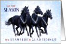 Western Cowboy Christmas Black Horses in the Snow card