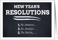 New Year’s Resolutions Chalkboard Theme card