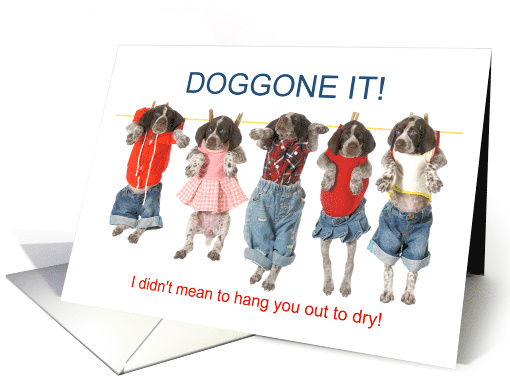 Apology Cute Pointer Puppies on Clothespins card (1556016)