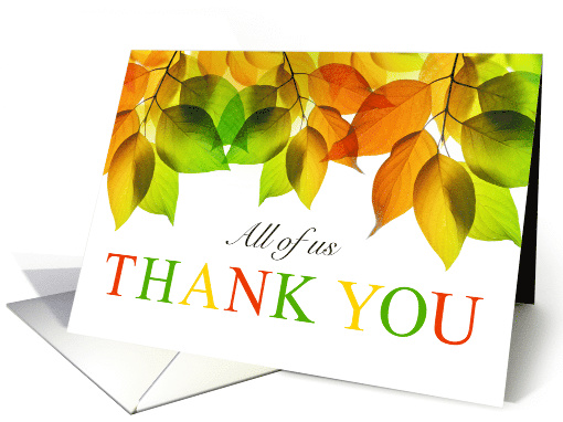 Thank You from All of Us Orange Green and Gold Leaves card (1567742)