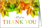 Thank You from All of Us Orange Green and Gold Leaves card