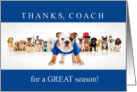 Coach Thank You Funny Bulldog and Friends card