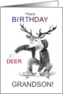 for Grandson Birthday Funny Skateboarding Deer card