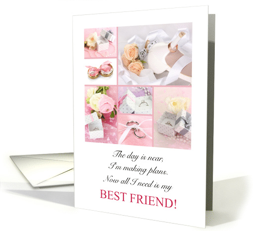 Maid of Honor Request for Best Friend Pink and White card (1570742)