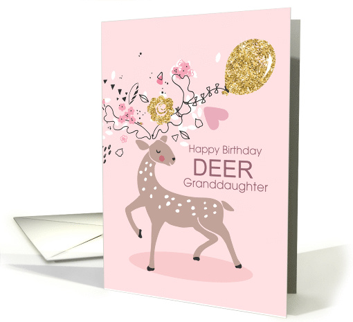 for Granddaughter Birthday Sweet Deer in Pink card (1571394)
