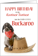 Western Themed Birthday for Young Cowboy with Puppy card