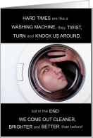 Funny Encouraging Words Washing Machine Theme card