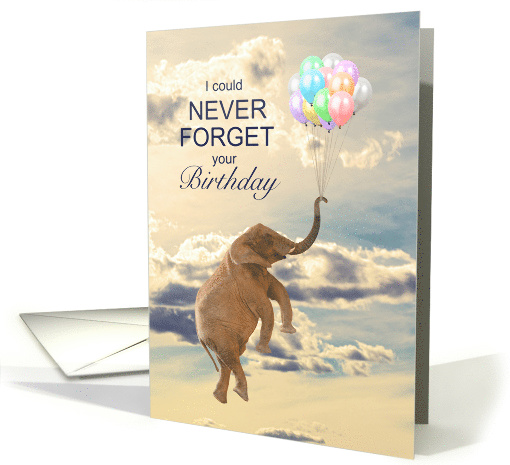 Birthday Elephant Never Forget Floating with Balloons card (1574322)
