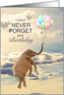 Birthday Elephant Never Forget Floating with Balloons card