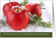 Agriculture Themed Holiday with Red Apples and Pine card