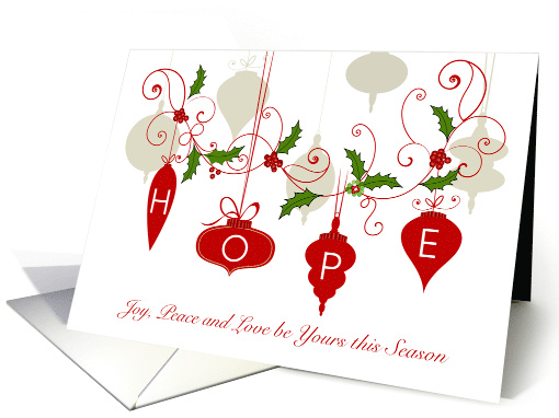 Hope Red Ornaments and Boughs of Holly Christmas card (1577372)