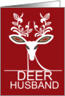 Deer Husband Christmas White Reindeer on Deep Red card