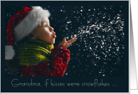 for Grandma Christmas Child Blowing Snow Kisses card