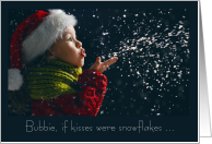 Bubbie Grandma Christmas Child Blowing Snow Kisses card