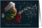 Papa Grandpa Christmas Child Blowing Snow Kisses card