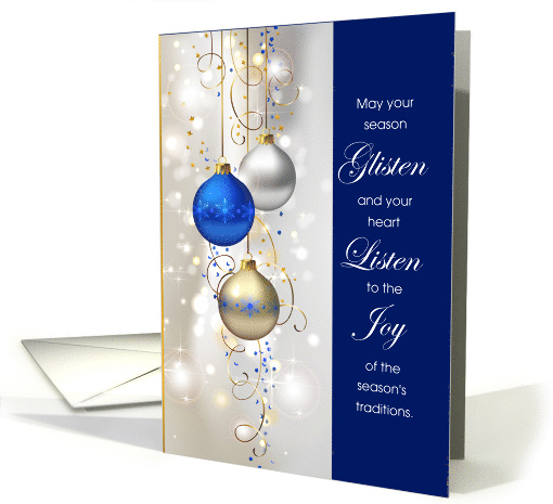 Christmas Blue White and Gold Ornaments card (1581222)