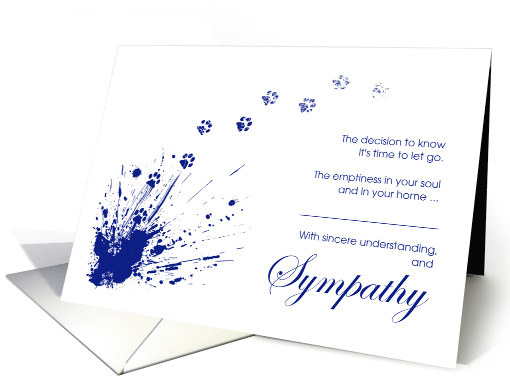 Euthanasia Pet Sympathy with Blue Paw Prints card (1581906)