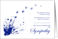 Euthanasia Pet Sympathy with Blue Paw Prints card