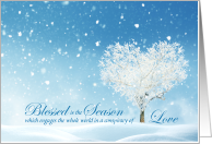 Christmas Religious Blessings Snowy Heart Tree card