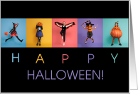 Colorful Halloween Kids in Costumes card