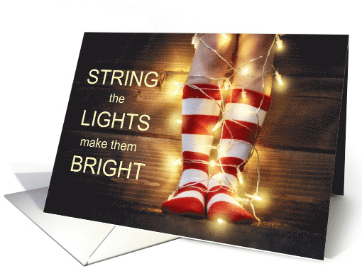 String the Lights Fun Christmas Candy Stripe Socks card (1586392)