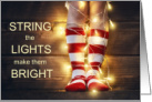 String the Lights Fun Christmas Candy Stripe Socks card